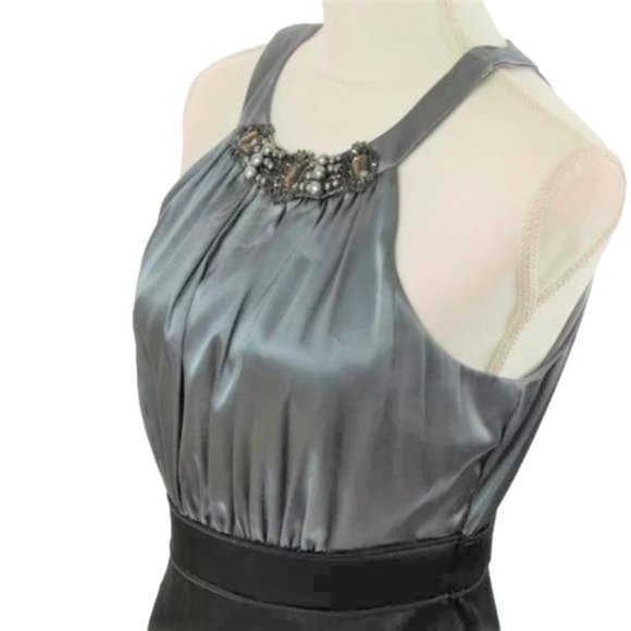 Jones Studio Bead & Crystal Embellished Gray & Black Dress, Size 10 - Picture 8 of 9